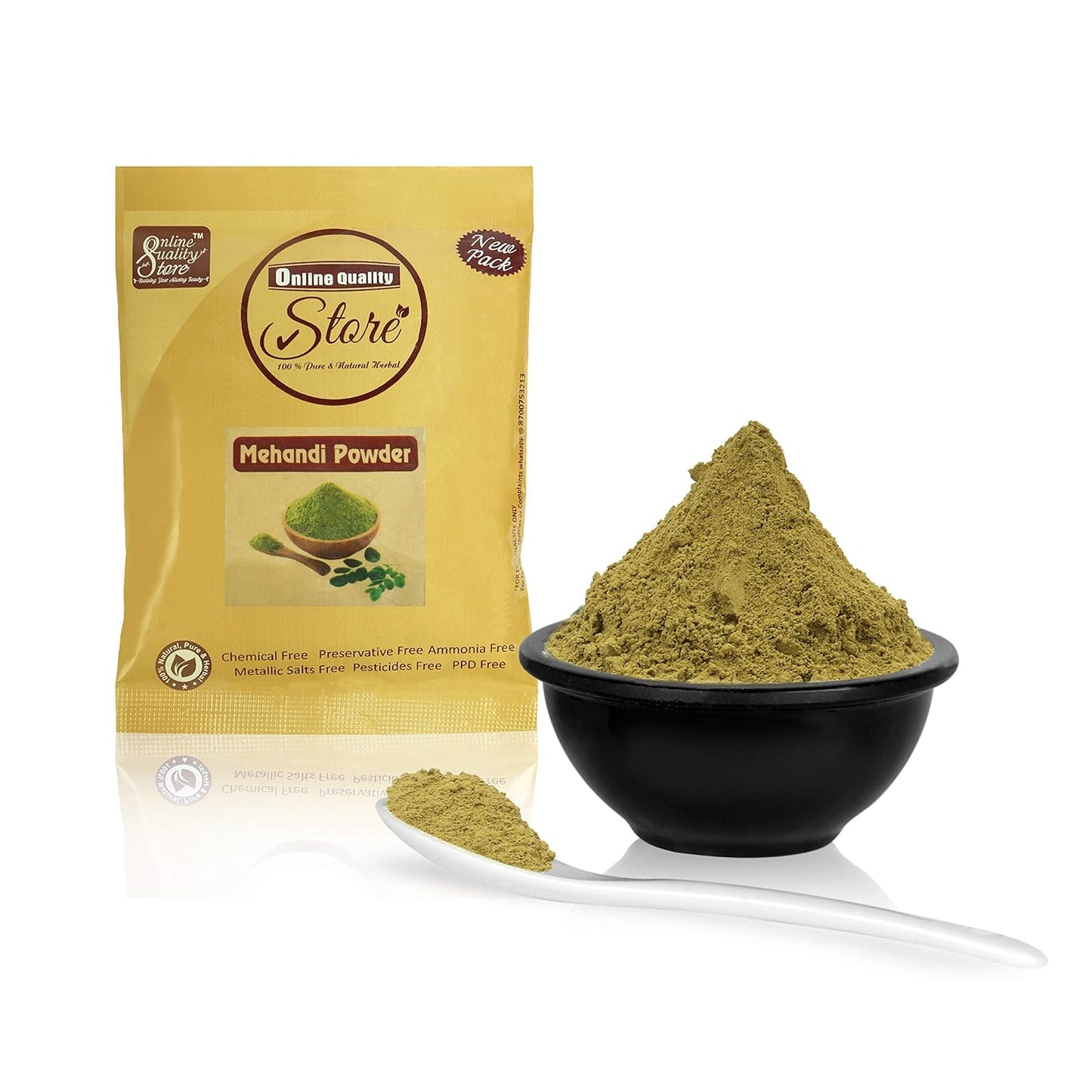 Online Quality Store Reetha (50g) + Amla (50g) + Shikakai (50g) + Bhringraj (50g) + Hibiscus (50g) + Mehandi (50g) + Free Indigo (50g) Powder For Hairs, 350 g