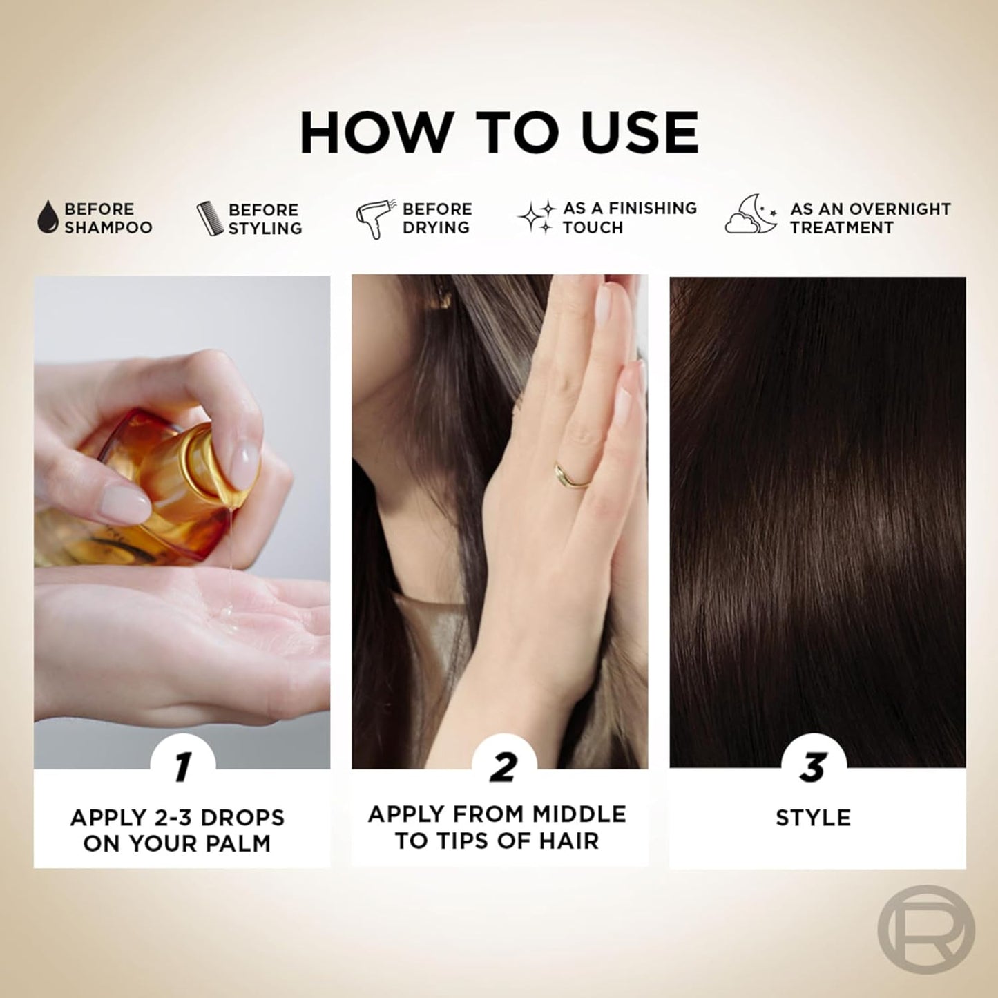 L'Oreal Paris Serum, Protection and Shine, For Dry, Flyaway & Frizzy Hair, With 6 Rare Flower Oils, Extraordinary Oil, 30ml