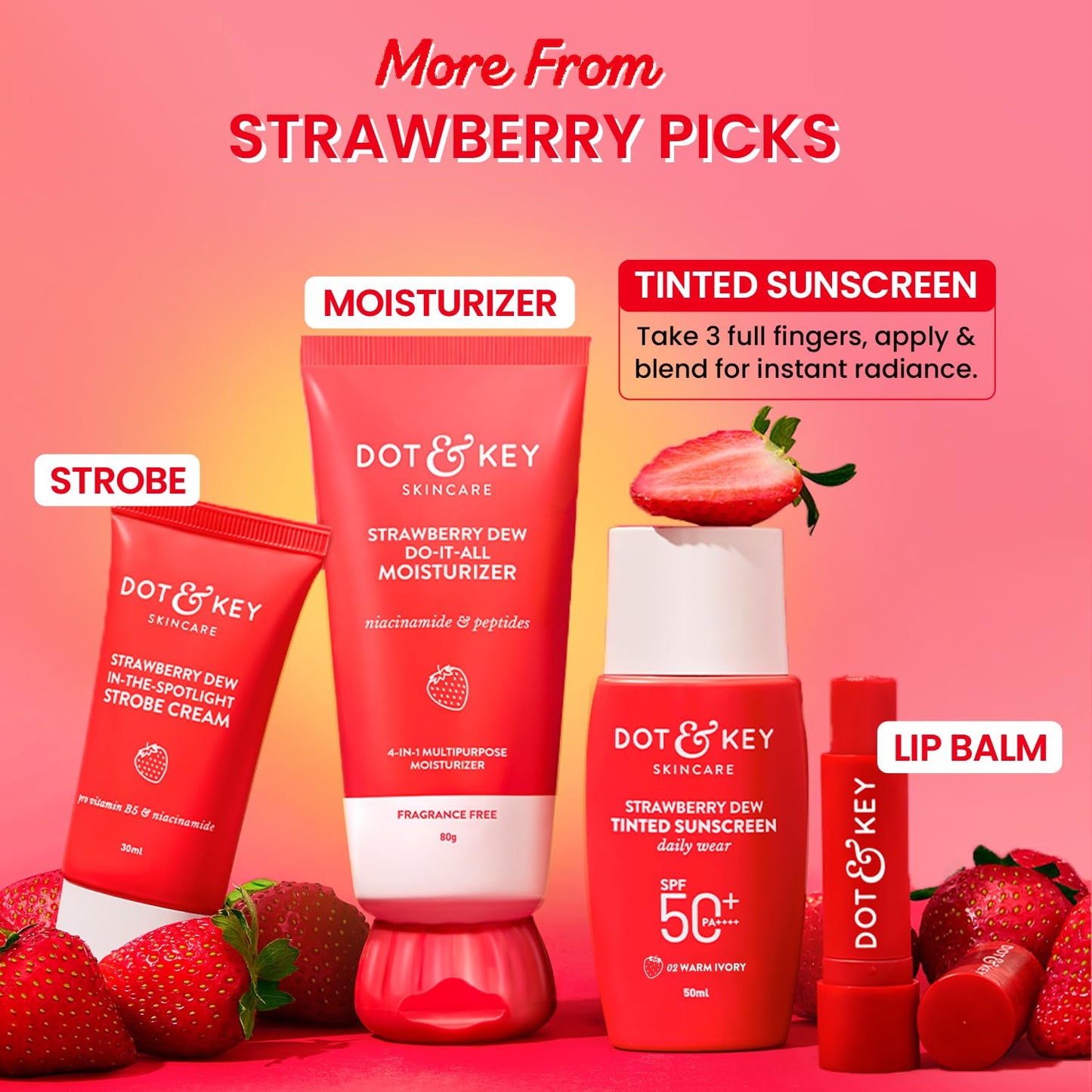 Dot & Key Strawberry Dew Tinted Sunscreen SPF 50+ Pa++++ - 02 Warm Ivory, 50 ml
