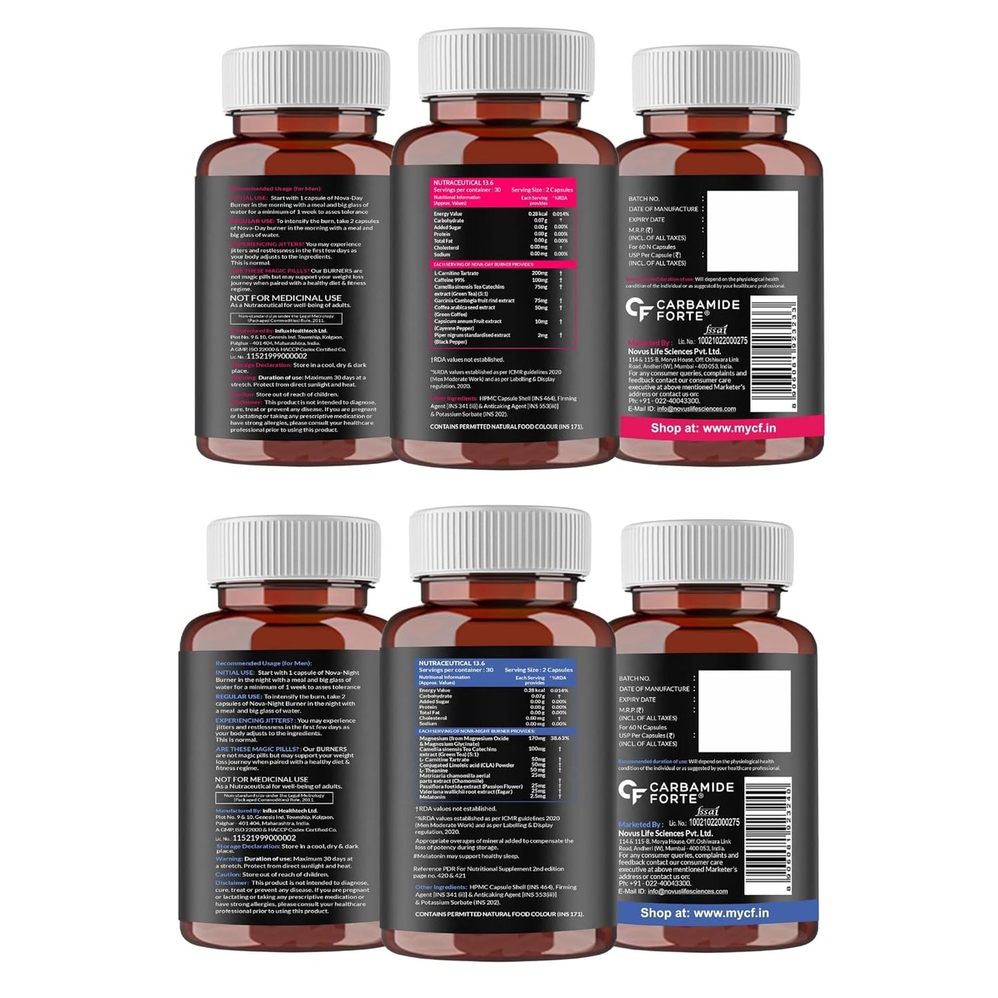 Carbamide Forte Day & Night Fat Burner for Weight Loss With Garcinia Cambogia, 120 count