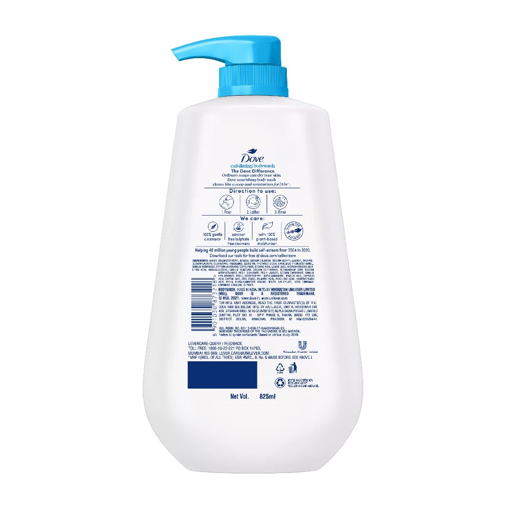 Dove Exfoliating Bodywash with Triple Hydration Serum, 825ml