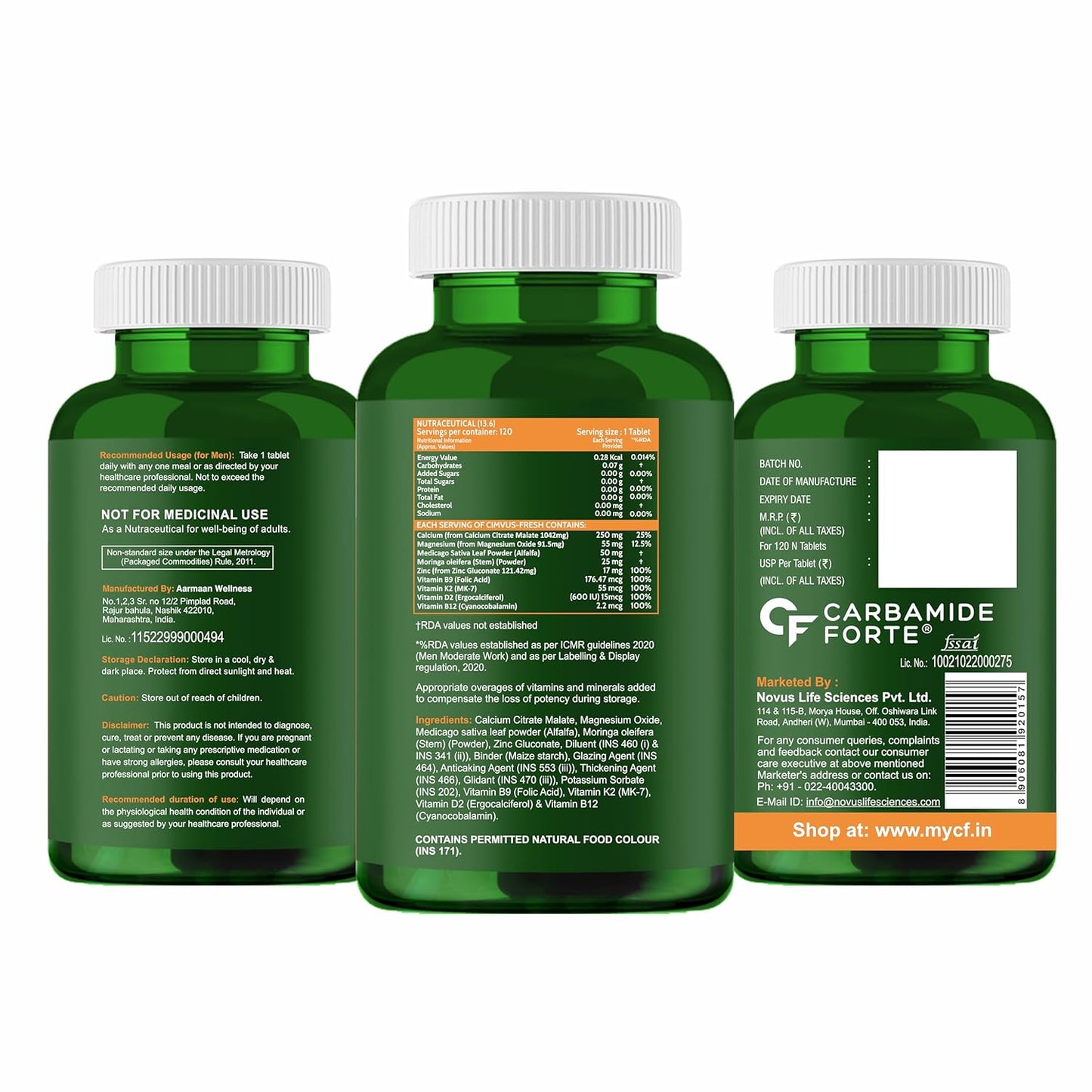 Carbamide Forte Calcium Magnesium Zinc Tablets ,120 Tablets