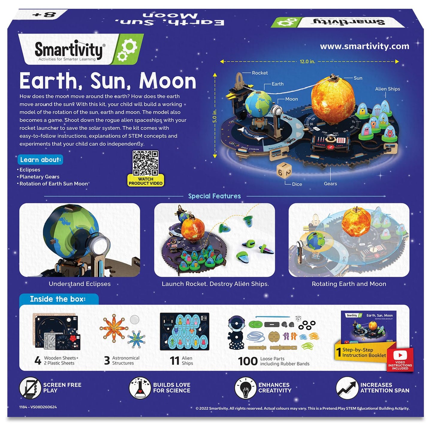Smartivity Earth-Sun-Moon Space Toy for Kids 8-10-12-14 Years Old | Interactive 3D Model Kit
