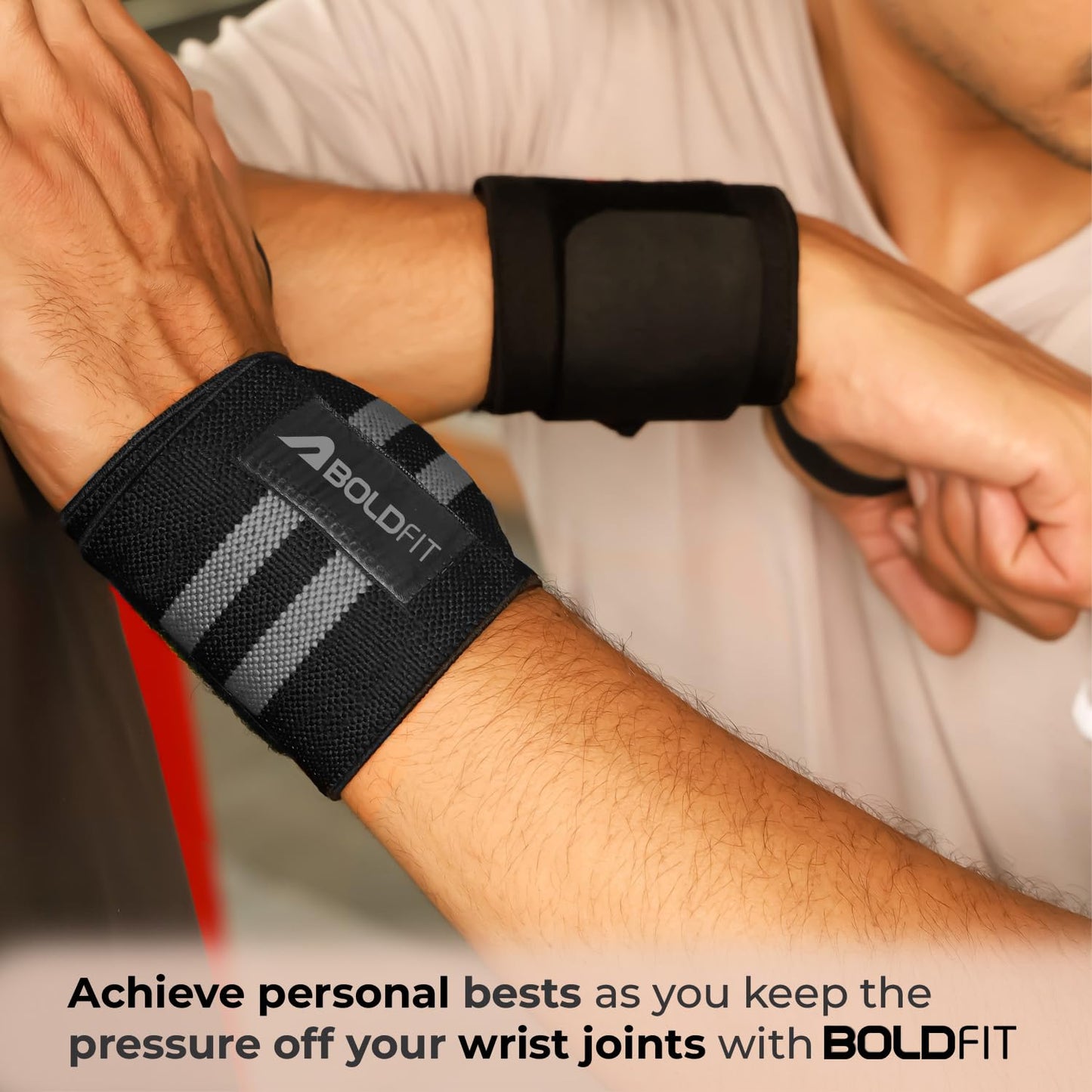Boldfit Polyester Wrist Supporter for Gym Wrist Band, Grey