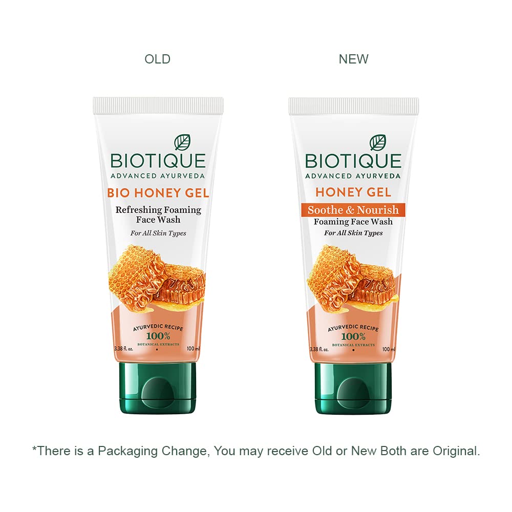 Biotique Honey Gel Soothe & Nourish Foaming Face wash | Soap Free Formula | Reduce Dryness | 100% Botanical Extracts | Suitable for All Skin Types | 150ml