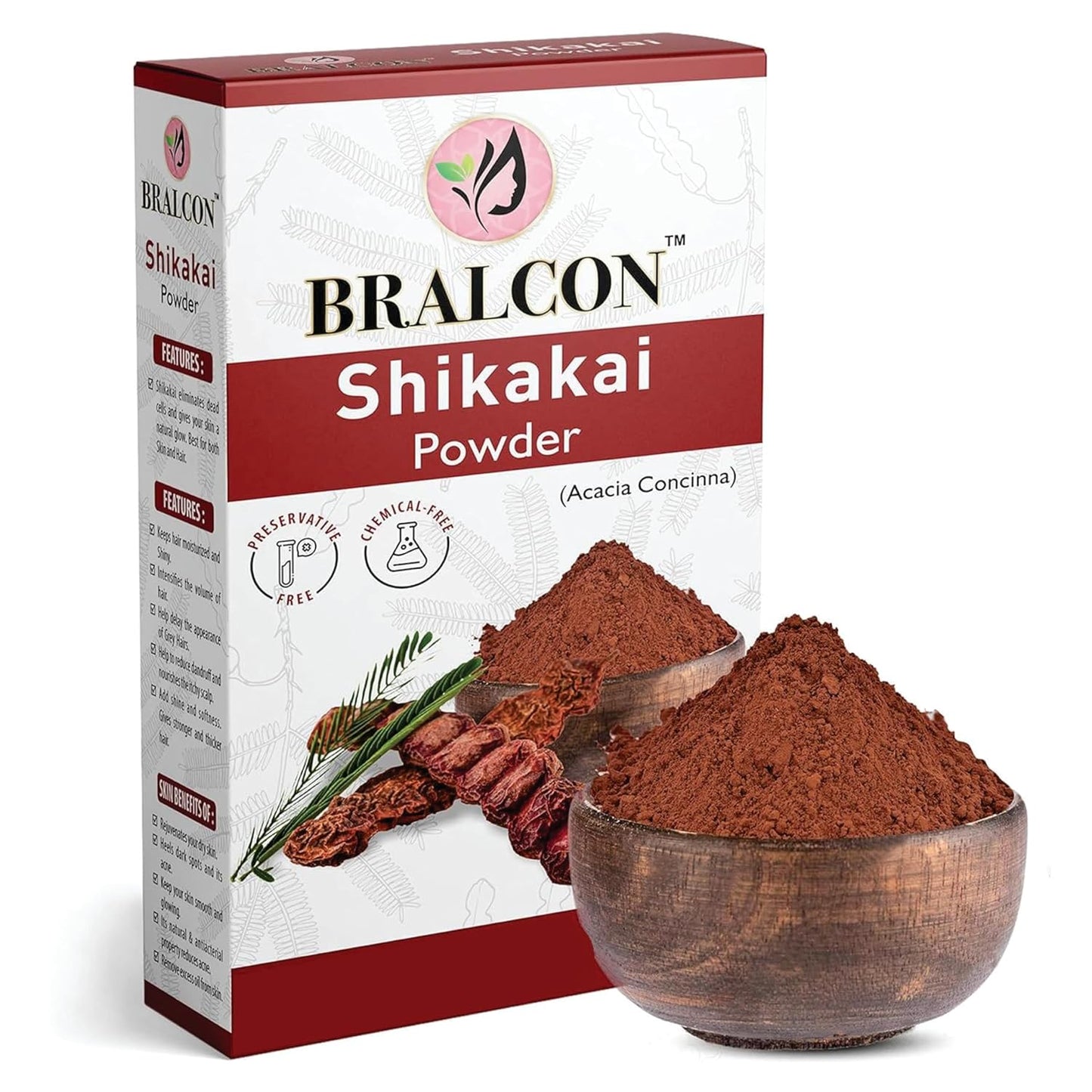 BRALCON Organic Amla, Reetha, Shikakai, Bhringraj, Hibiscus Powder Combo-500g (100g x 5 Pack)|Amla Powder, Reetha Powder, Shikakai Powder, Bhringraj Powder, Hibiscus Flower Powder for Hair & Skin Care