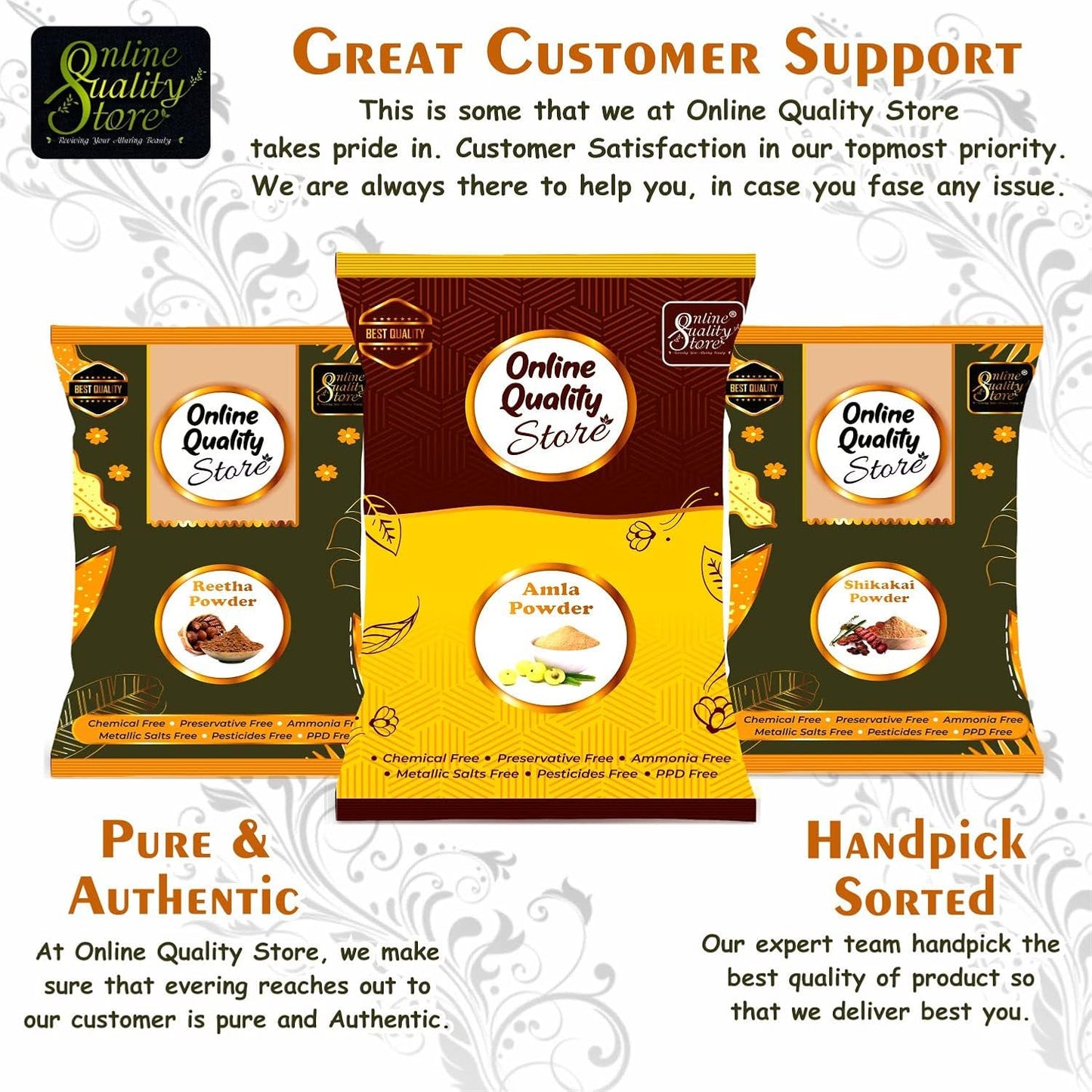 Online Quality Store Reetha Amla Shikakai Powder For Hairs(Reetha 350 Grams,Shikakai 350 Grams, Amla 200 Grams