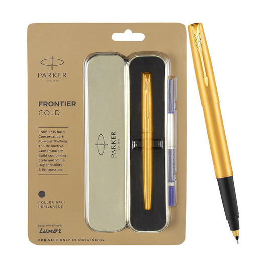 Parker Frontier Gold Roller Ball Pen| Ink Color - Blue | Perfect For Professional