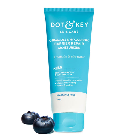 Dot & Key Ceramides Moisturizer with Hyaluronic for Intense Moisturizing and Skin Strengthening | With Probiotic & Rice Water , 100 gm