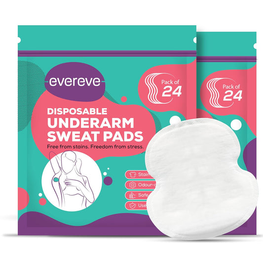 Evereve Disposable Underarm Sweat Pads (24's x 2) 48 pcs for Women & Men, Folded