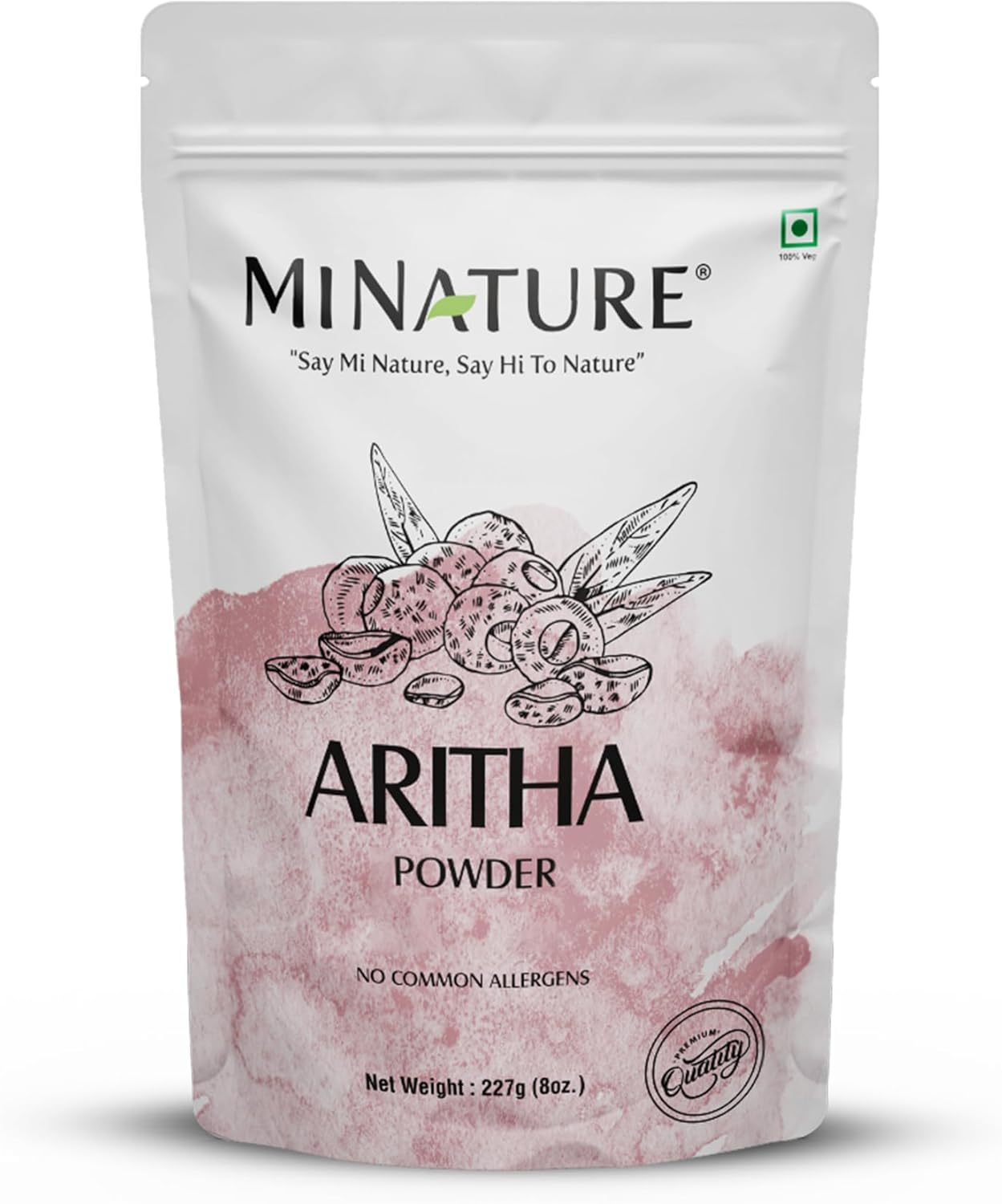 Mi nature Aritha Nut Powder Soap Sapindus Mukorossi For Silky Hairs, 227 gm