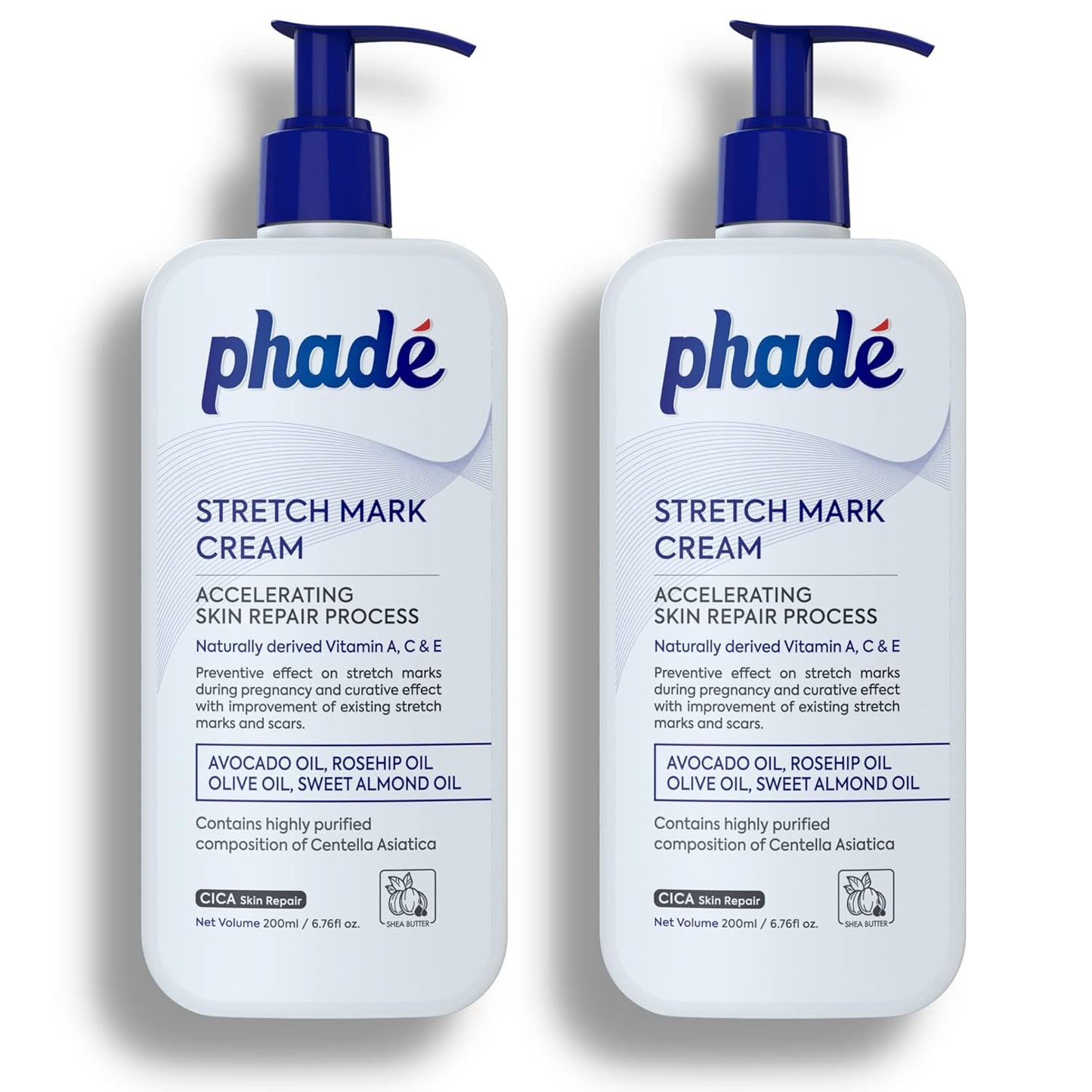 Phade Stretch Mark Cream with CICA for Pregnancy, Scars, Uneven Skin Tone, Ageing - 200 ml