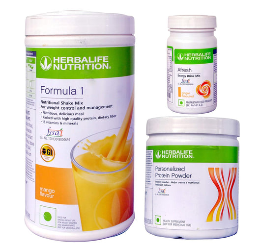 Herbalife weight loss program package- Mango 500 g, Protein 200 g, Afresh drink 50 g (Ginger)