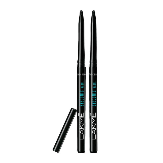 Lakme Eyeconic Kajal Pencil Twin Pack, Black, 0.35G With 0.35G, Matte Finish