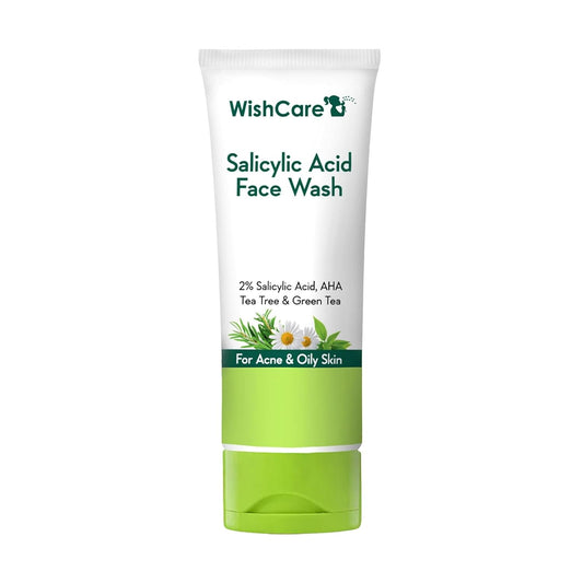 WishCare 2% Salicylic Acid Face Wash with AHA, GreenTea, Chamomile & TeaTree, 100 gm