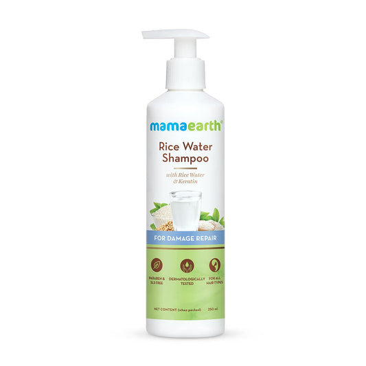 Mamaearth Rice Water Shampoo With Rice Water & Keratin For Damaged, Dry and Frizzy Hair – 250ml