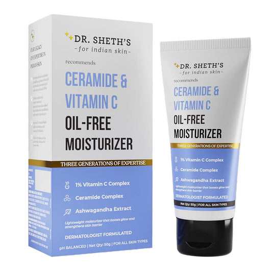 Dr. Sheth's Ceramide & Vitamin C Oil - Free Moisturizer| For Women & Men | 50g