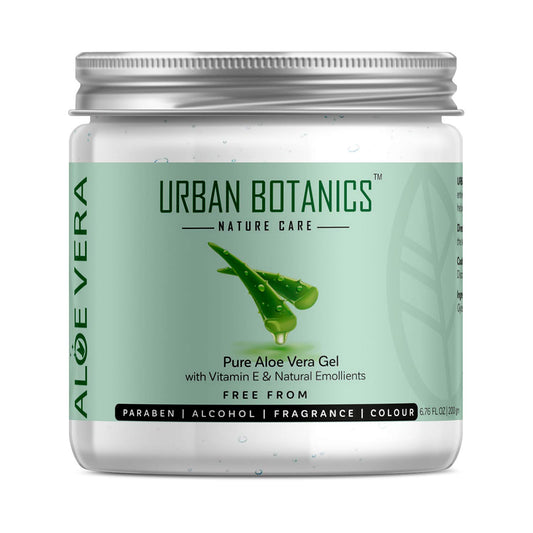 Urban Botanics Pure Aloe Vera Skin/Hair Gel With Vitamin E & Natural Emollients , 200gm