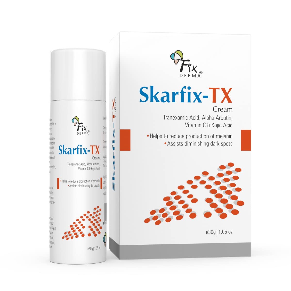 Fixderma 10% Tranexamic Acid + 2% Kojic Acid + 1% Arbutin SKARFIX -TX Face Cream For Melasma | Pigmentation Removal Cream | Uneven Skin Tone, Help to Reduces Dark Spots and Blemishes - 30 gm