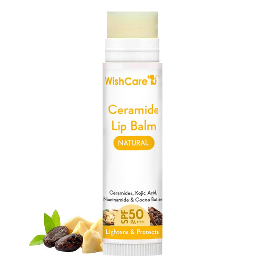 WishCare Ceramide Lip Balm with SPF50 PA+++ - Kojic Acid & Niacinamide, 5 gm