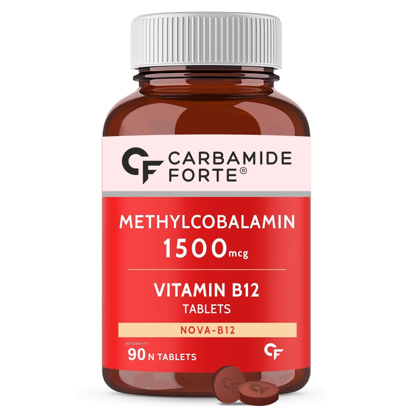 Carbamide Forte Vitamin B12 Tablets 1500 mcg -Active form of Methylcobalamin ,Men & Women- 90 Veg Tablets