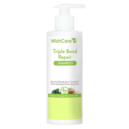 WishCare Triple Bond Repair Shampoo for Dry & Frizzy Hair, 5% AminoPeptide Complex, 250 ml