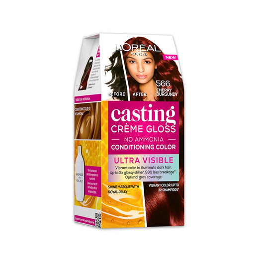 L’Oréal Paris Casting Creme Gloss Ultra Visible Hair Color With No Ammonia, Cherry Burgundy 566, 100g + 60ml