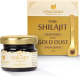 Upakarma Pure Shilajit Resin with Gold Dust 20g | Potent 300mg/serving , Potent Ayurvedic Formula with 24 Carat Gold