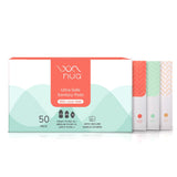 Nua Ultra-Safe Sanitary Pads For Women | 50 Ultra Thin Pads | 3 sizes in 1: Heavy Flow-XL+, Medium-XL & Light-L | Safe on Skin | Toxic-Free & Rash-Free