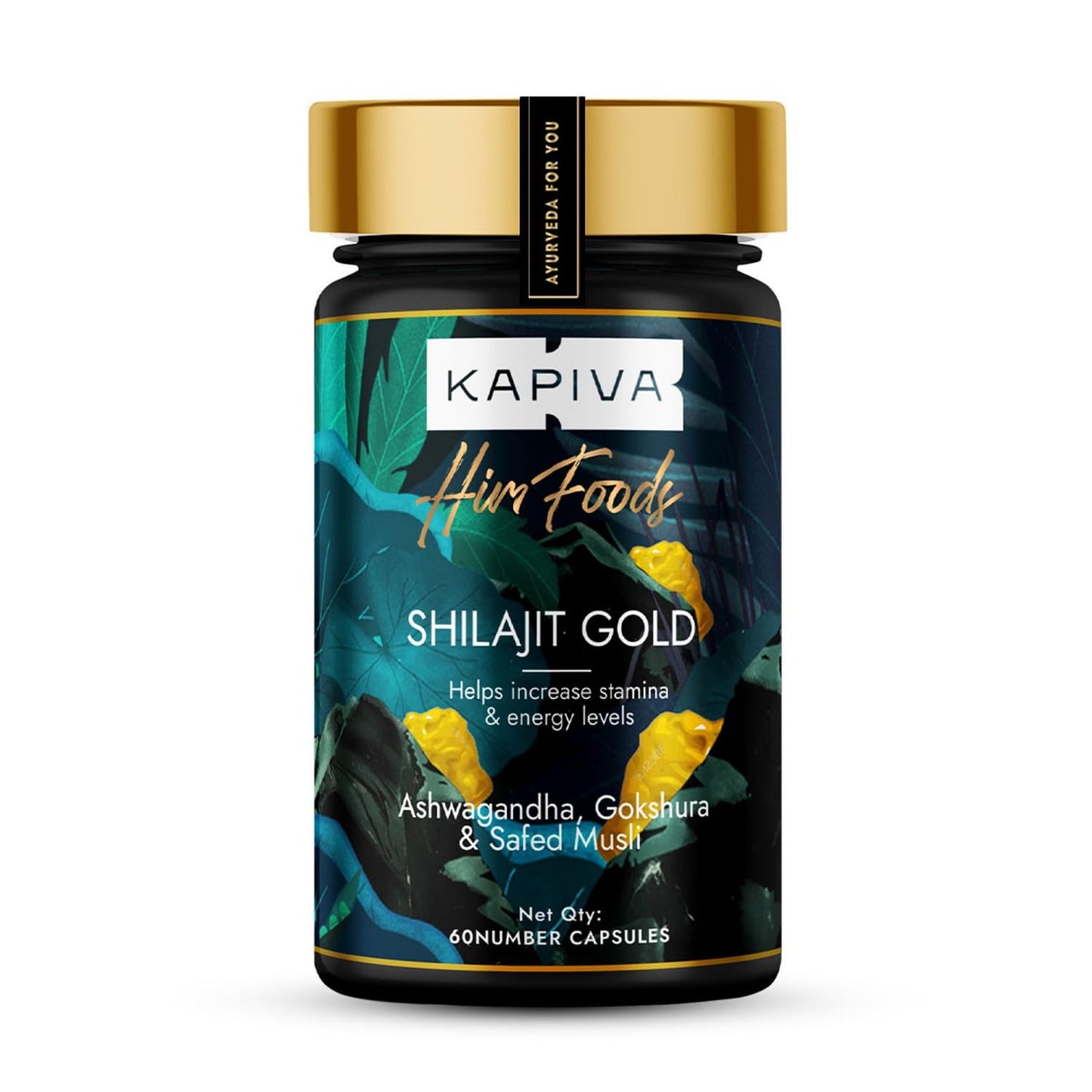 Kapiva Shilajit/Shilajeet Gold 60 Capsules | Contains 24 Carat Gold
