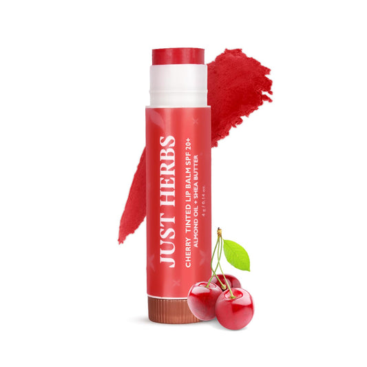Just Herbs Tinted Lip Balm for Men and Women with SPF 20+ for Dark Lips to Lighten 4g (Cherry)