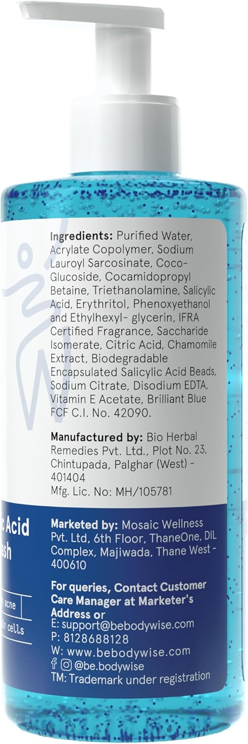 Be Bodywise 1% Salicylic Acid Body Wash | Refreshing Showering Gel, 375 ml