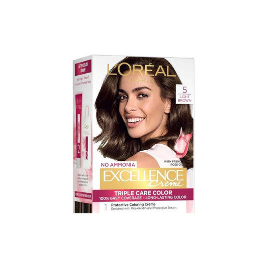 L’Oréal Paris Excellence Creme Hair Color, 5 Natural Brown, 72ml+100g