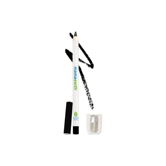 Mamaearth Charcoal Black Long Stay Kohl Pencil, Kajal Black Waterproof, With Castor Oil & Chamomile For 11 Hour Smudge free Stay with Free Sharpener, 2 Piece Set