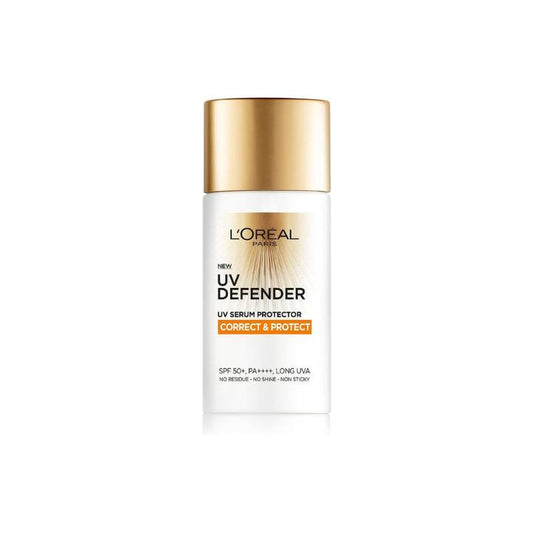 L’Oréal Paris UV Defender Serum Protector Sunscreen SPF 50 PA+++, Correct & Protect ,UVA & UVB Protection, 50 ml