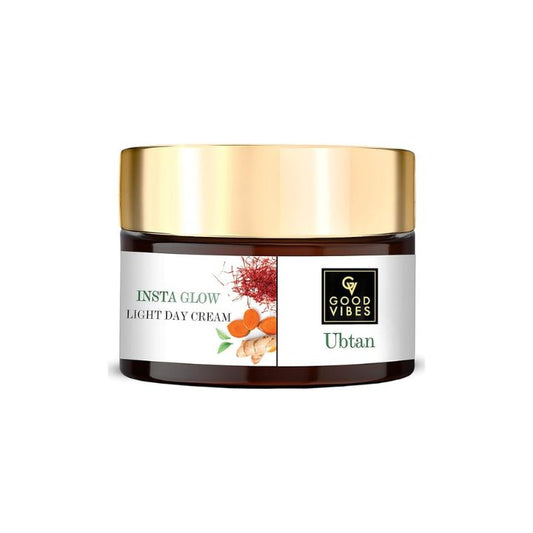 Good Vibes Ubtan Insta Glow Light Day Cream - Contain Saffron, Turmeric, & Vitamin B3 - Chemical Free - 50 g
