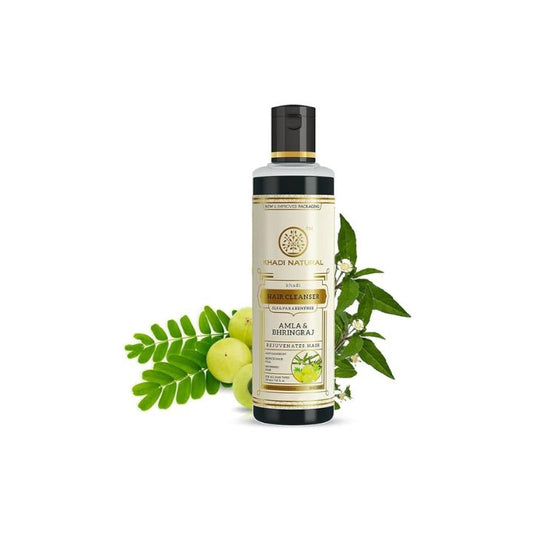 Khadi Natural Ayurvedic Amla And Bhringraj Hair Cleanser(Shampoo), 210 ml Each