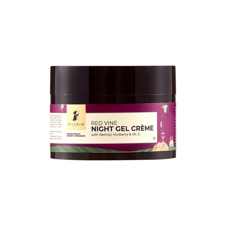 Pilgrim French Red Vine Anti Aging Night Cream For Women With Retinol, Mulberry & Vitamin C For Glowing Skin & Skin Repair - 50g