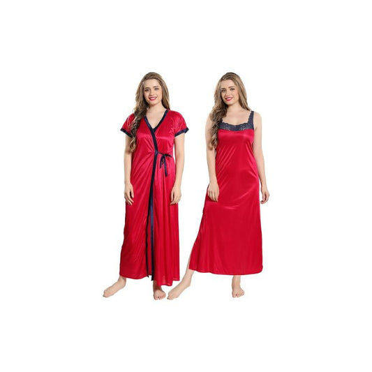 Women's Satin Solid Maxi Nighty