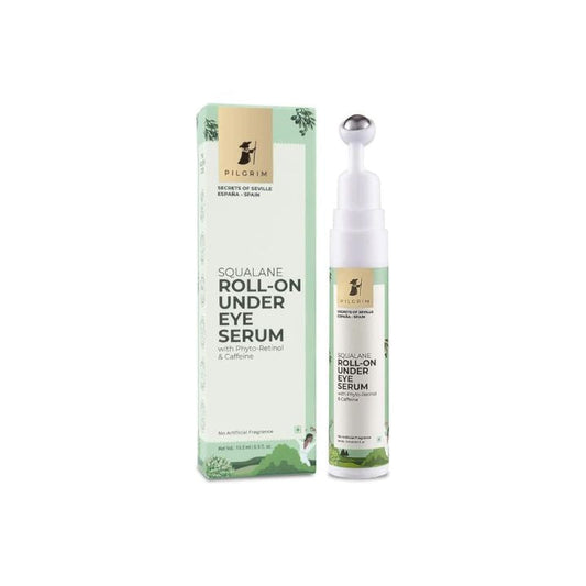Pilgrim Squalane (Plant) Roll On Under Eye Cream With Phyto-Retinol & Caffeine, 15 ml