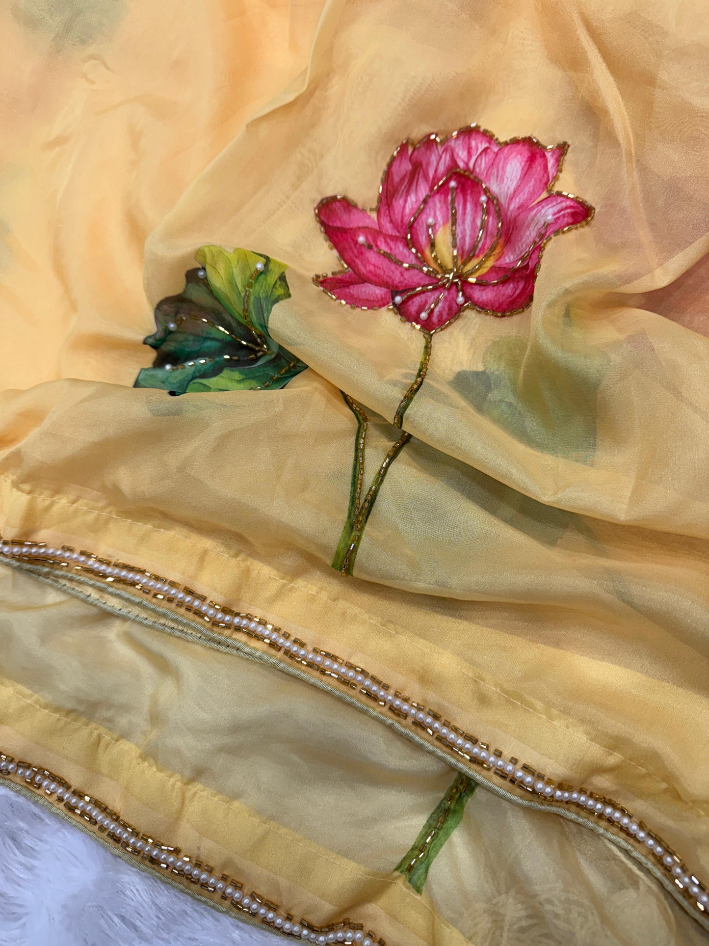 Floral handwork saree