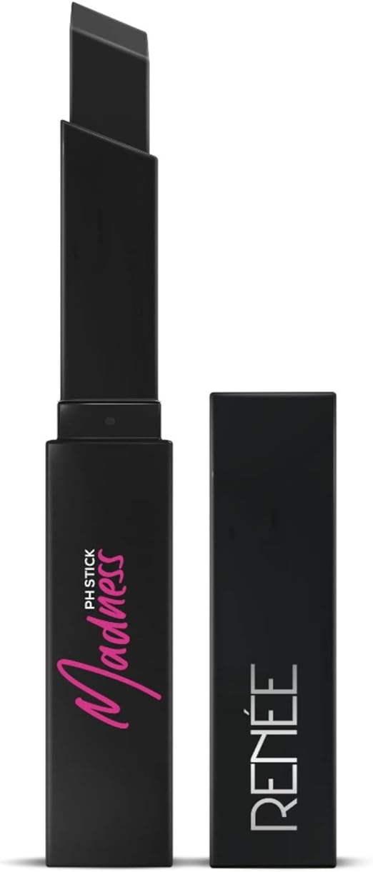 Renee Madness PH Stick, 3g | Black lipstick that delivers pink hue, enriched with Vitamin E and Jojoba Oil
