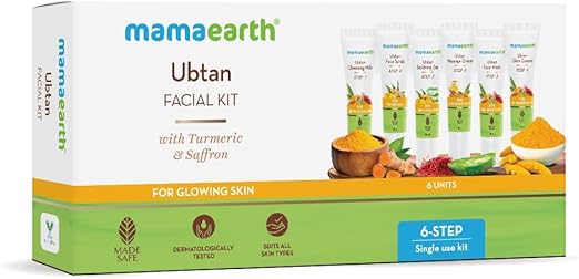 Mamaearth Ubtan Facial Kit with Turmeric Saffron for Glowing Skin 60 g, Multicolor
