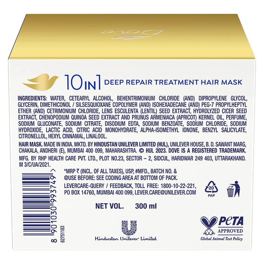 Dove 10 In 1 Deep Repair Treatment Hair Mask, 300 ml | Floral