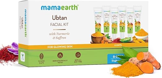 Mamaearth Ubtan Facial Kit with Turmeric Saffron for Glowing Skin 60 g, Multicolor