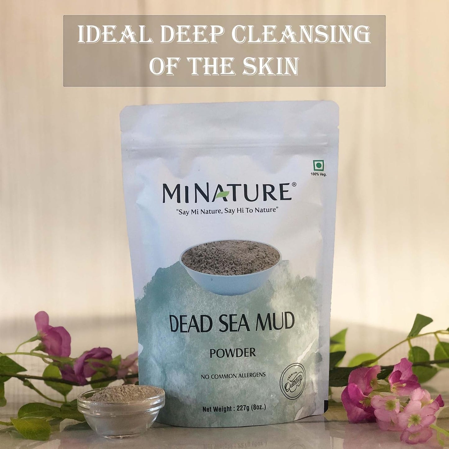 Mi nature Dead Sea Mud Powder For Face, Body & Hair | Dead Sea Mud Revitalizing, Exfoliating Powder | All Natural | Healthy Skin Care| 227G (0.5Lb)/8 Oz