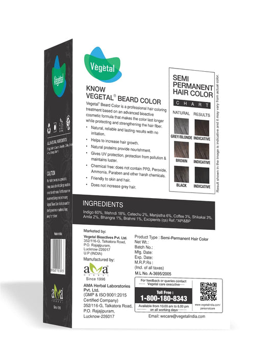 Vegetal Safe Hair Color -Soft Black 25 gm