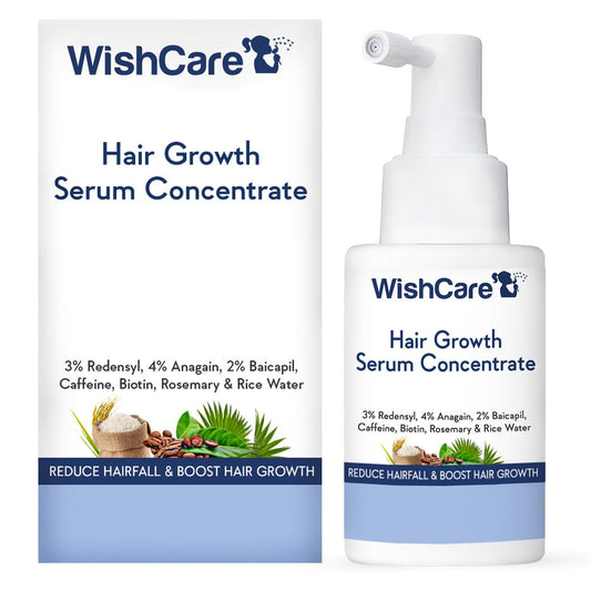 WishCare Hair Growth Serum Concentrate - 3% Redensyl, 4% Anagain, 2% Baicapil, Caffeine, Biotin, Plant Keratin & Rice Water, 30 ml