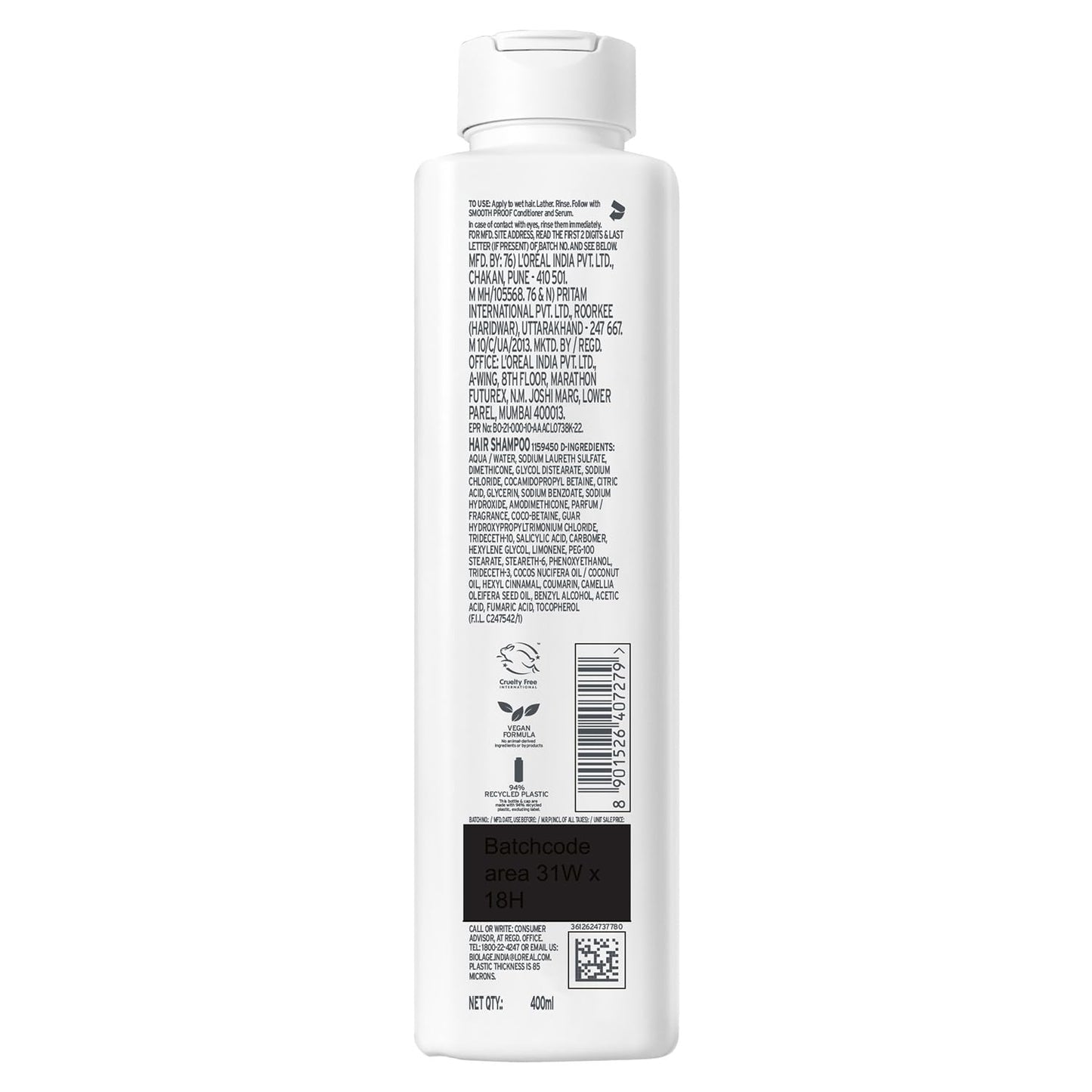 Biolage Smooth Proof Professional Shampoo, 400 ml