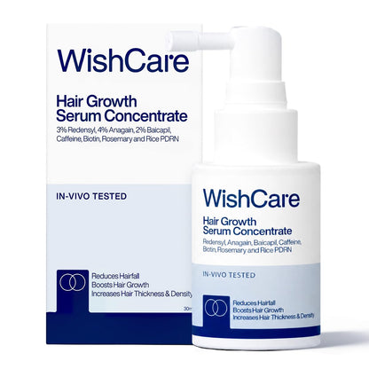 WishCare Hair Growth Serum Concentrate - 3% Redensyl, 4% Anagain, 2% Baicapil, Caffeine, Biotin, Plant Keratin & Rice Water, 30 ml